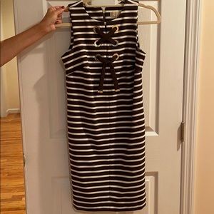 Michael Kors Striped Dress with Gold Detail
